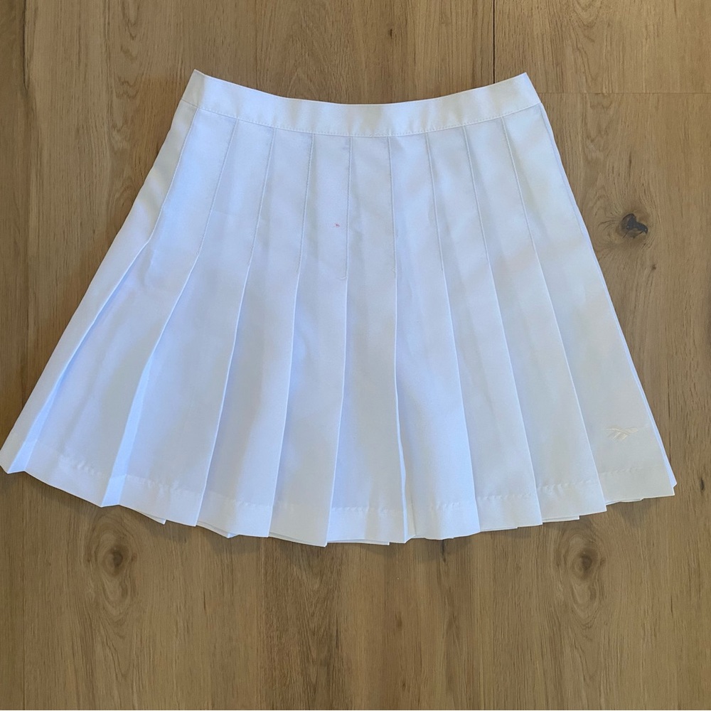 Vintage 90’s 80’s Reebok White Pleated Tennis Skirt retro zipper